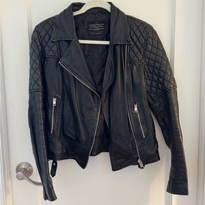All Saints Quilted Sleeve Moto Leather Jacket